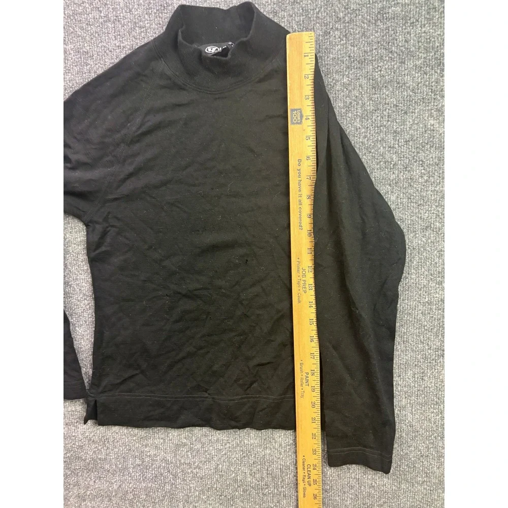 Line 7 Mock Neck Top Women XS Black 100% Merino Wool Long Sleeve Base Layer
